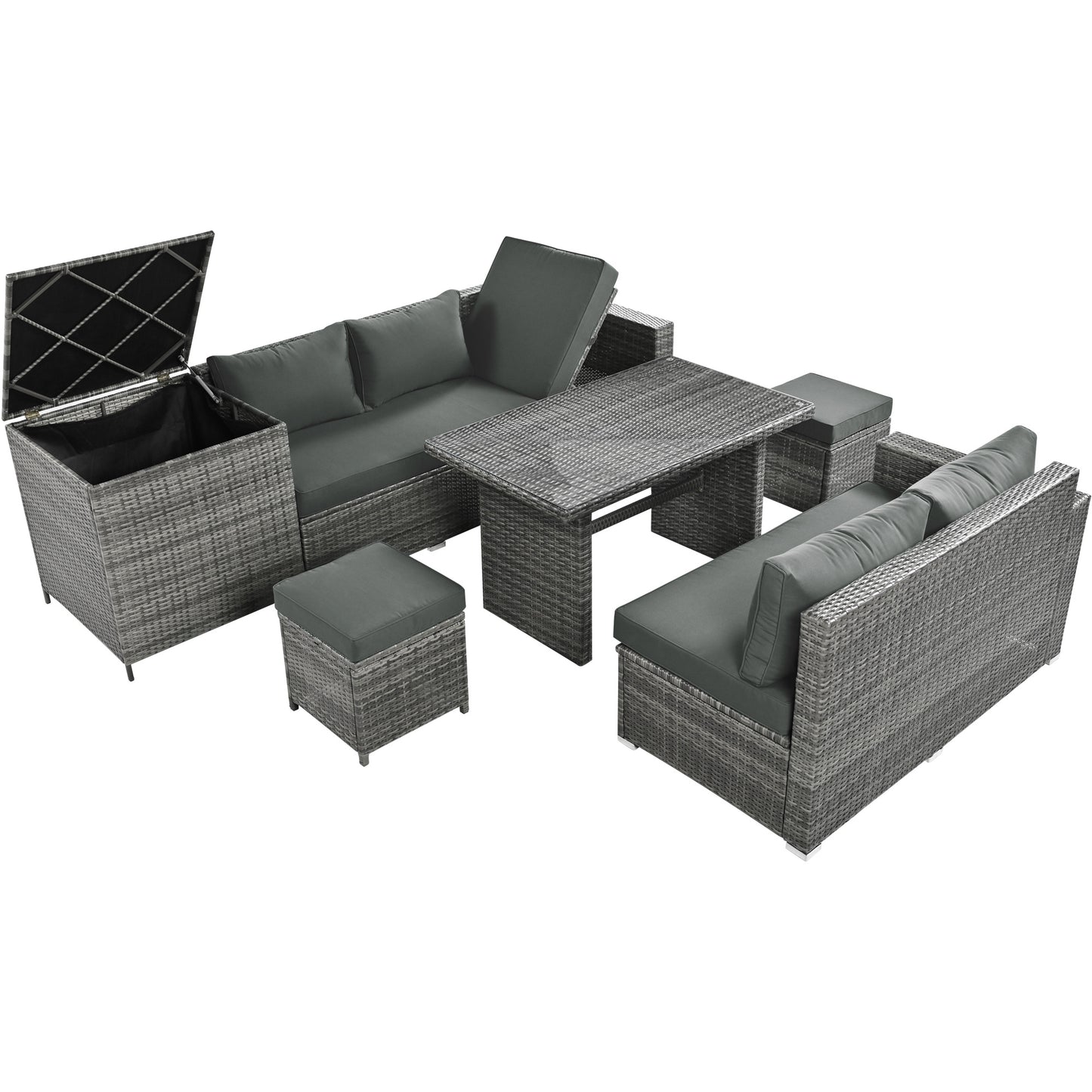 outdoor 6-piece all weather pe rattan sofa set