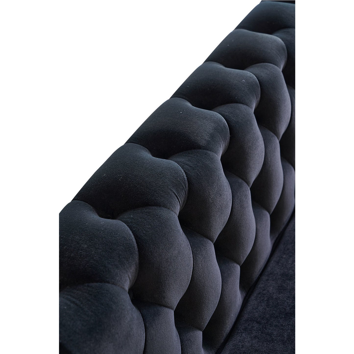 modern tufted velvet sofa, black