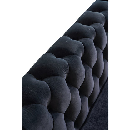 Modern Tufted Velvet Sofa, Black
