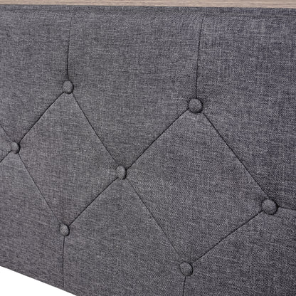 Full Size Upholstered Bed with Storage Headboard, LED, USB Charging and 2 Drawers, Dark Gray