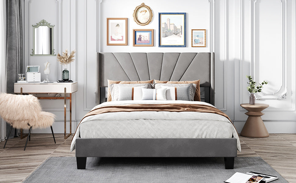 amanda velvet upholstered platform bed