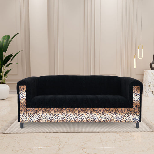 Leopard Velvet Sofa, Black