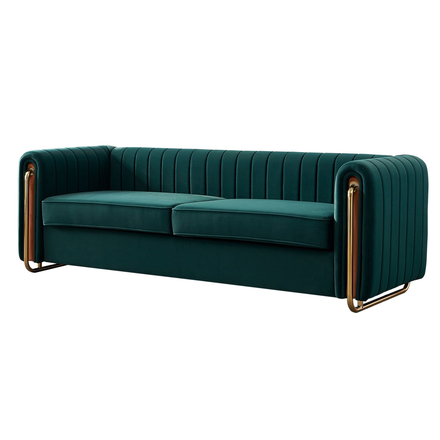 cane velvet sofa, green