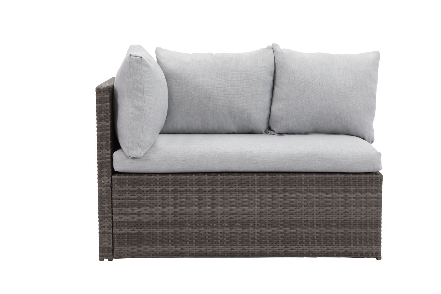 7-pieces pe rattan wicker patio dining sectional cusions sofa set with grey cushions