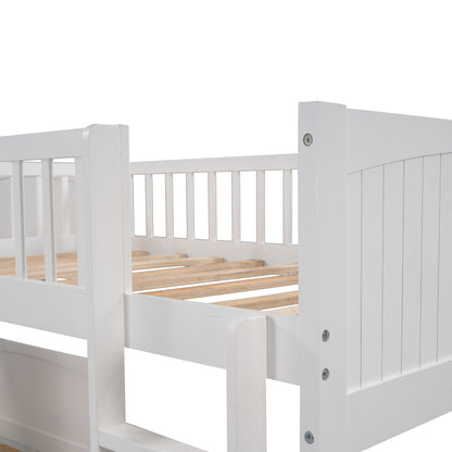 Twin Size Bunk Bed with a Loft Bed attached and Two Drawers, Gray