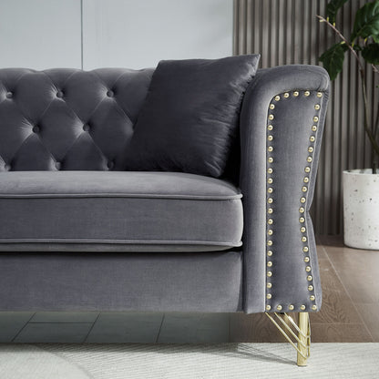 3-seater + 3-seater Combination Sofa Tufted with 4 Pillows