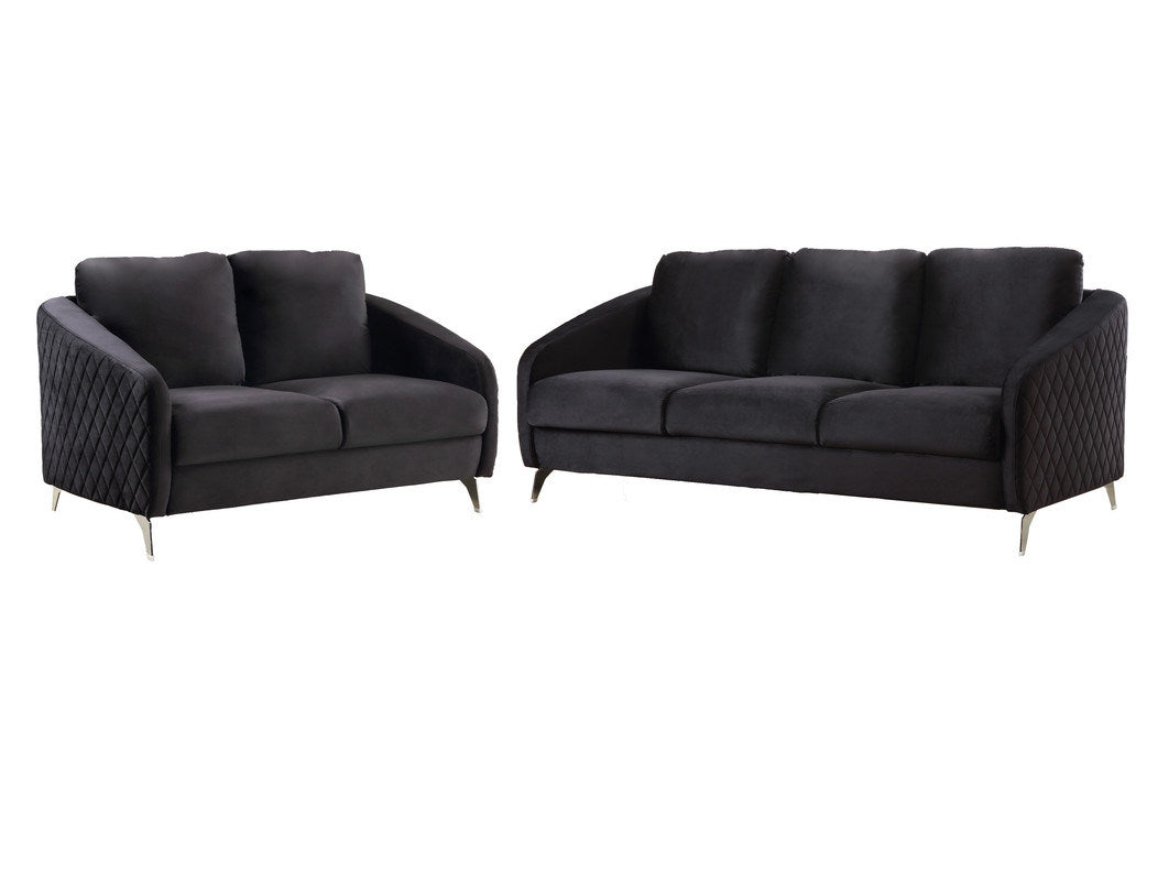 sofia velvet sofa set, black