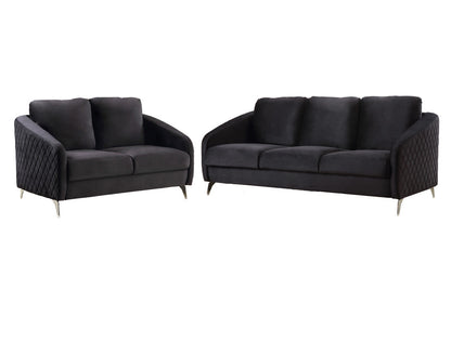 Sofia Velvet Sofa Set, Black
