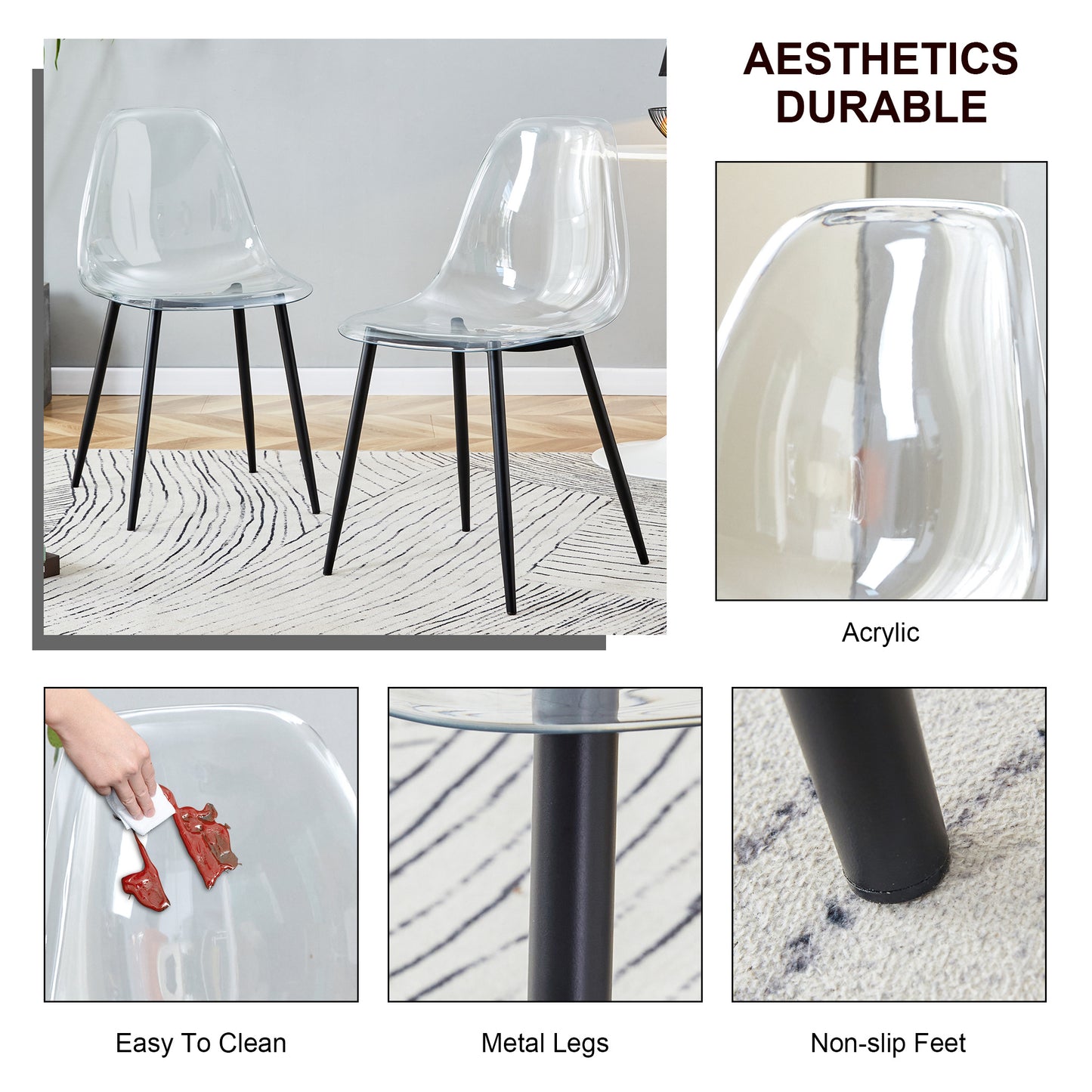 6-piece dining set- transparent tempered glass