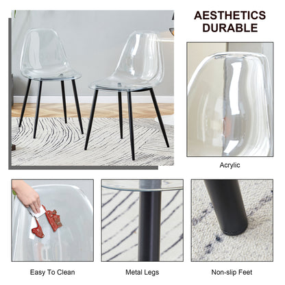 6-Piece Dining Set- Transparent Tempered Glass