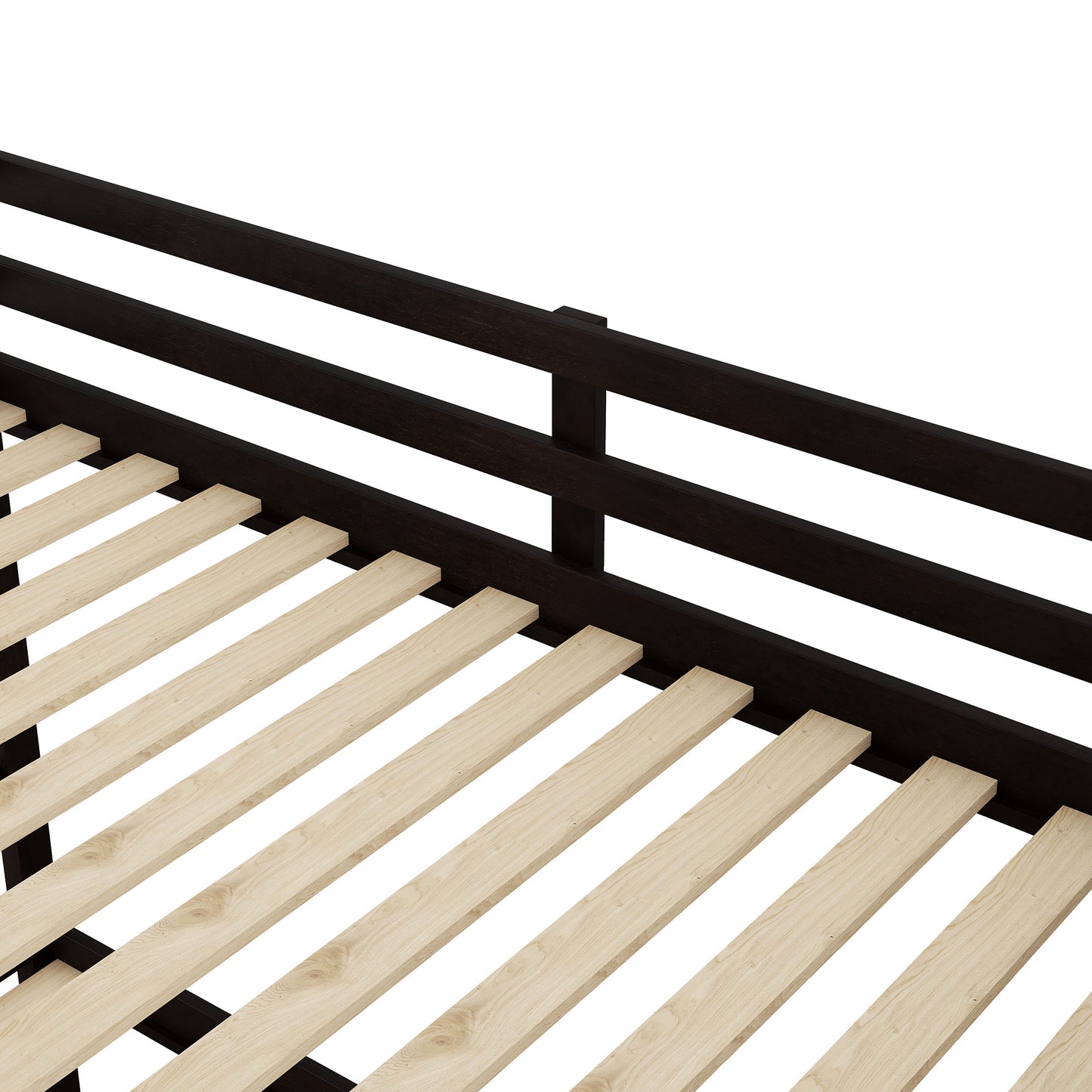 twin-over-twin bunk bed with twin size trundle and 3 storage stairs, espresso