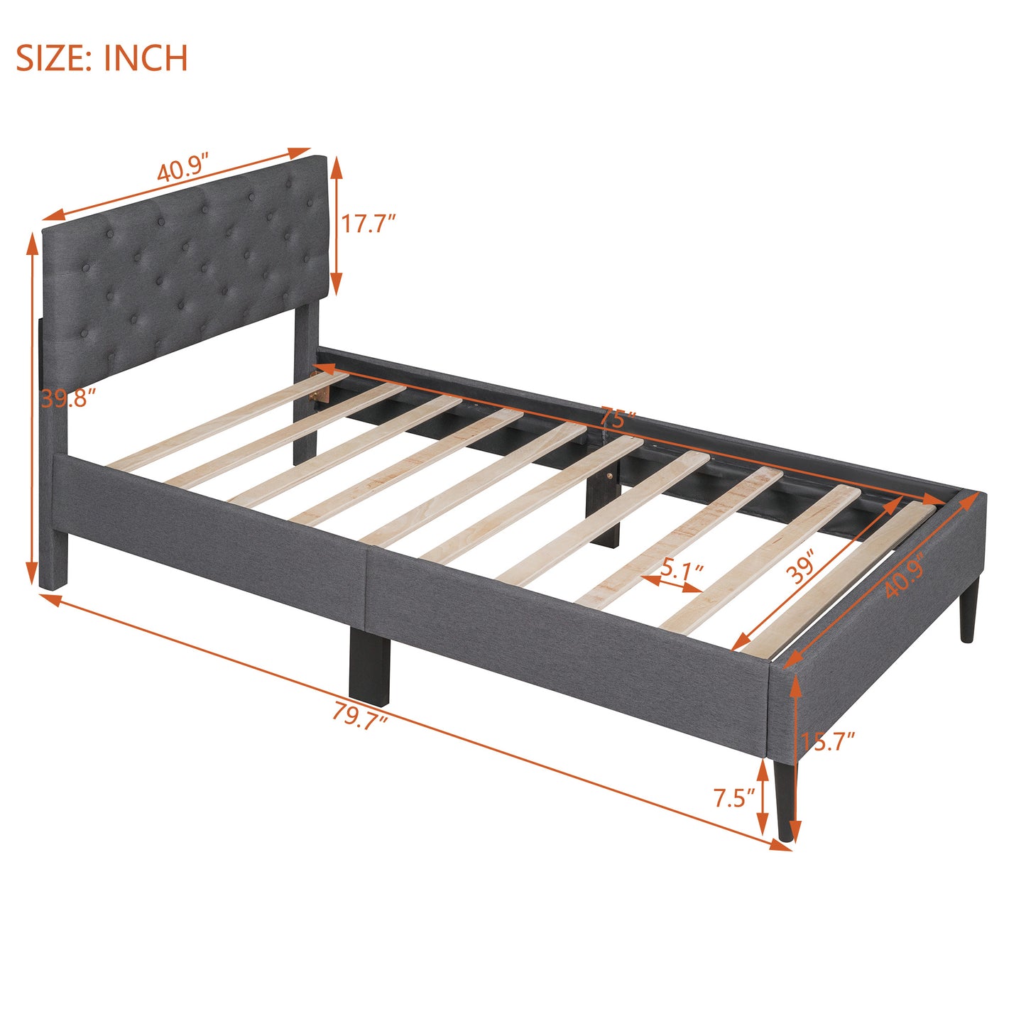 linen upholstered platform bed