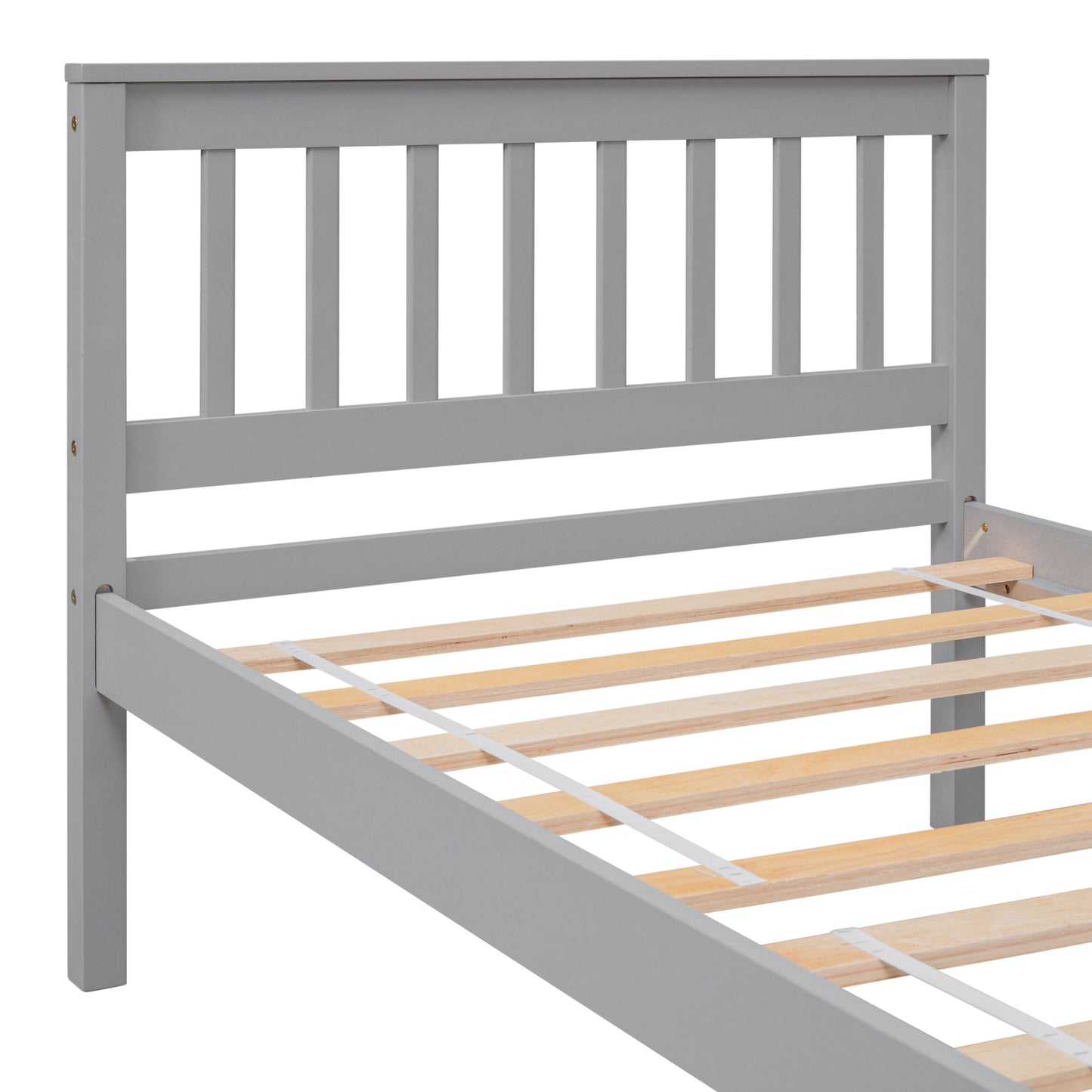 twin bed with headboard & nightstand, grey