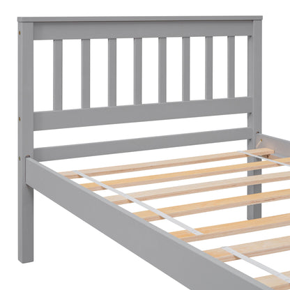 Twin Bed with Headboard & Nightstand, Grey