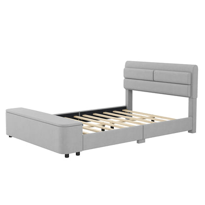 Retro Upholstery Bed with Storage Headboard