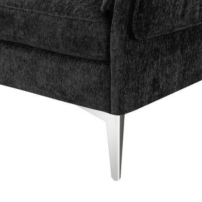 Chenille L-Shaped Sofa with 2 Pillows