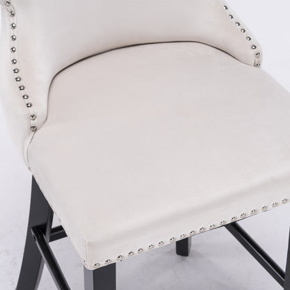 A&A Velvet Upholstered Wing-Back Chairs, Set of 2 Beige