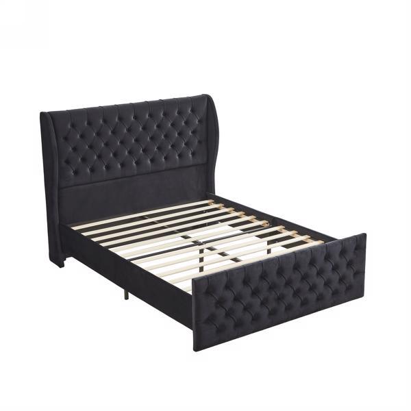 chesterfield upholstered wingback velvet bed