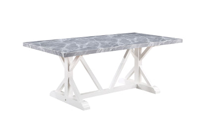 ACME Hollyn Dining Table, Engineering Stone & White Finish