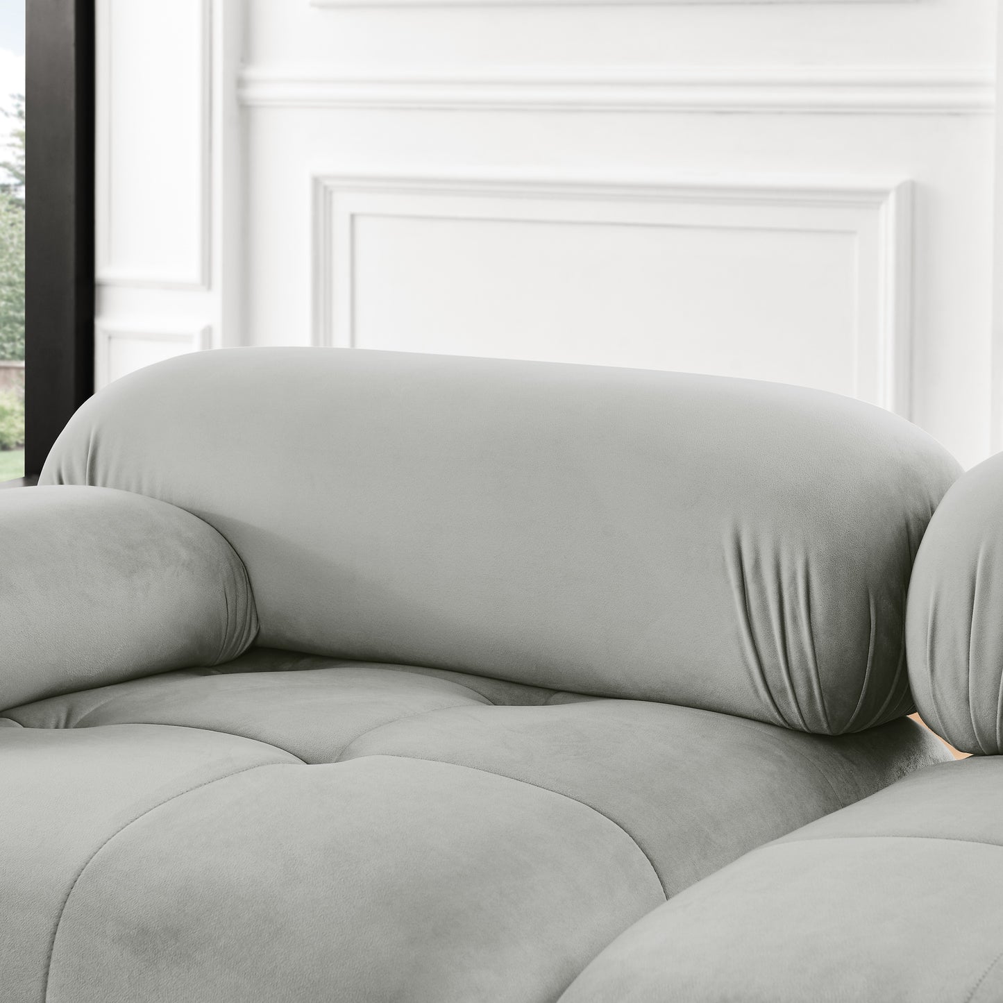 modular sectional sofa, button tufted designed and diy combination,l shaped couch with reversible ottoman, grey velvet