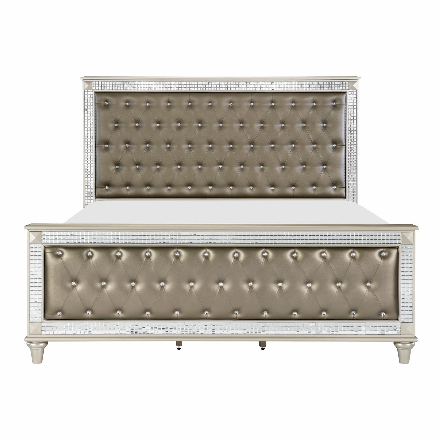 glamorous style champagne finish queen upholstered bed
