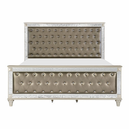 Glamorous Style Champagne Finish Queen Upholstered Bed