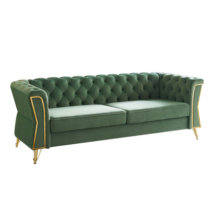 Modern Tufted Velvet Sofa, Mint Green