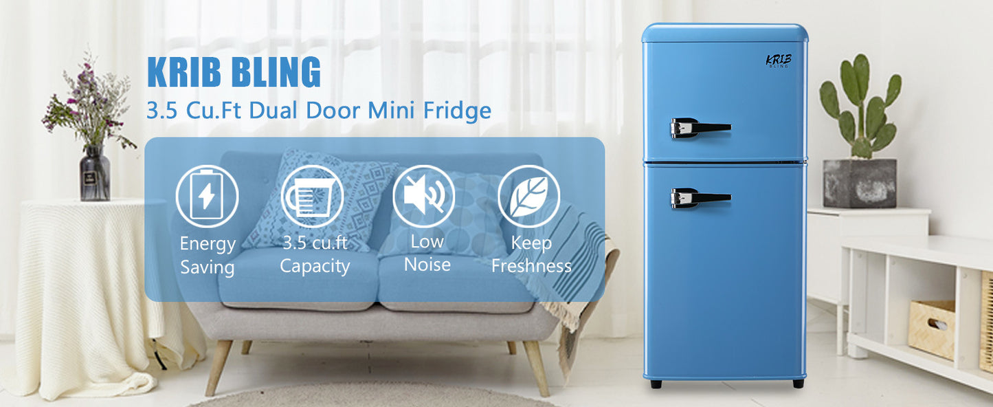 krib bling 3.5cu.ft compact refrigerator mini fridge with freezer