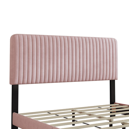 Queen Size Upholstered Platform Bed,Pink