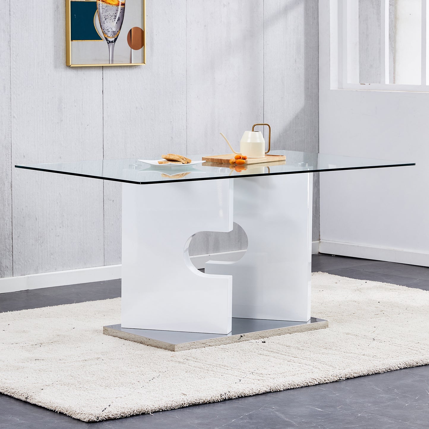 ruby 6-piece dining table set, white
