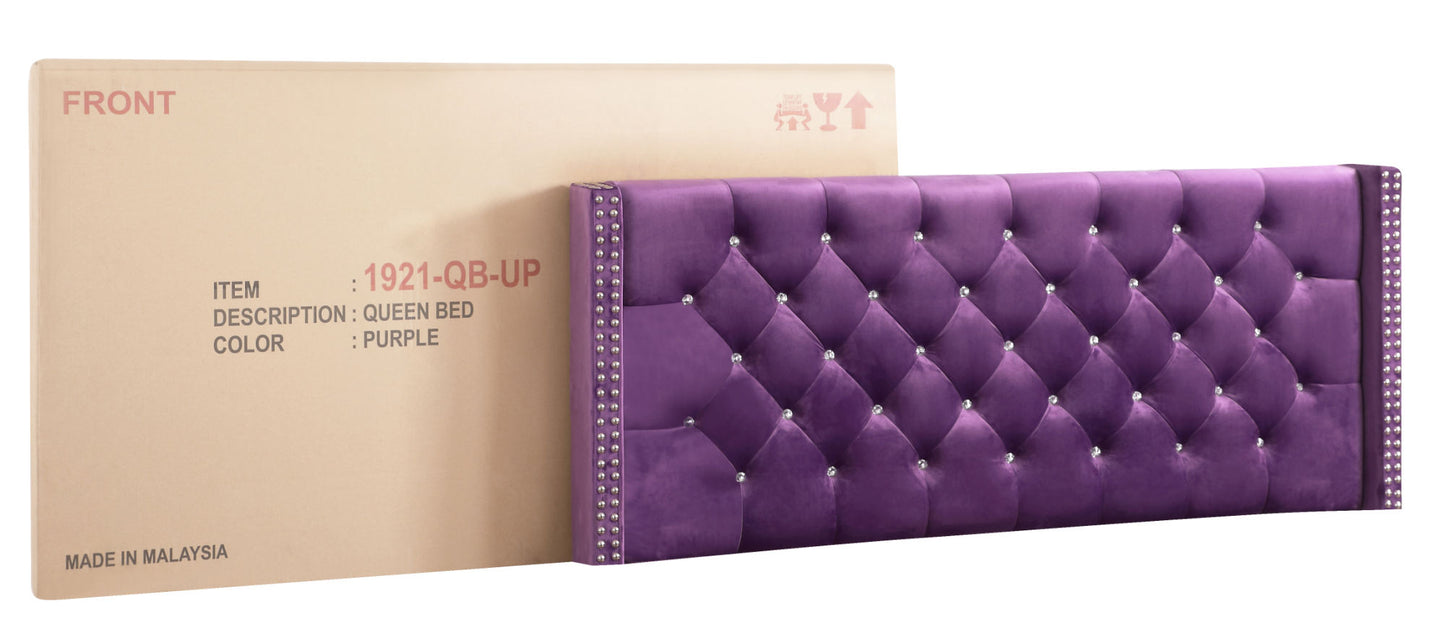 julie queen upholstered bed , purple