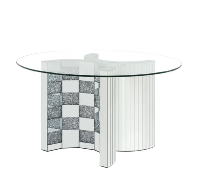 ACME Noralie DINING TABLE Mirrored & Faux Diamonds