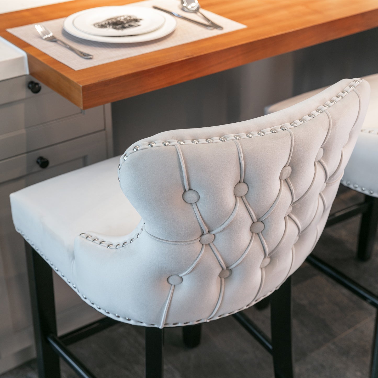 a&a velvet upholstered wing-back chairs, set of 2 beige