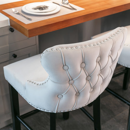 A&A Velvet Upholstered Wing-Back Chairs, Set of 2 Beige
