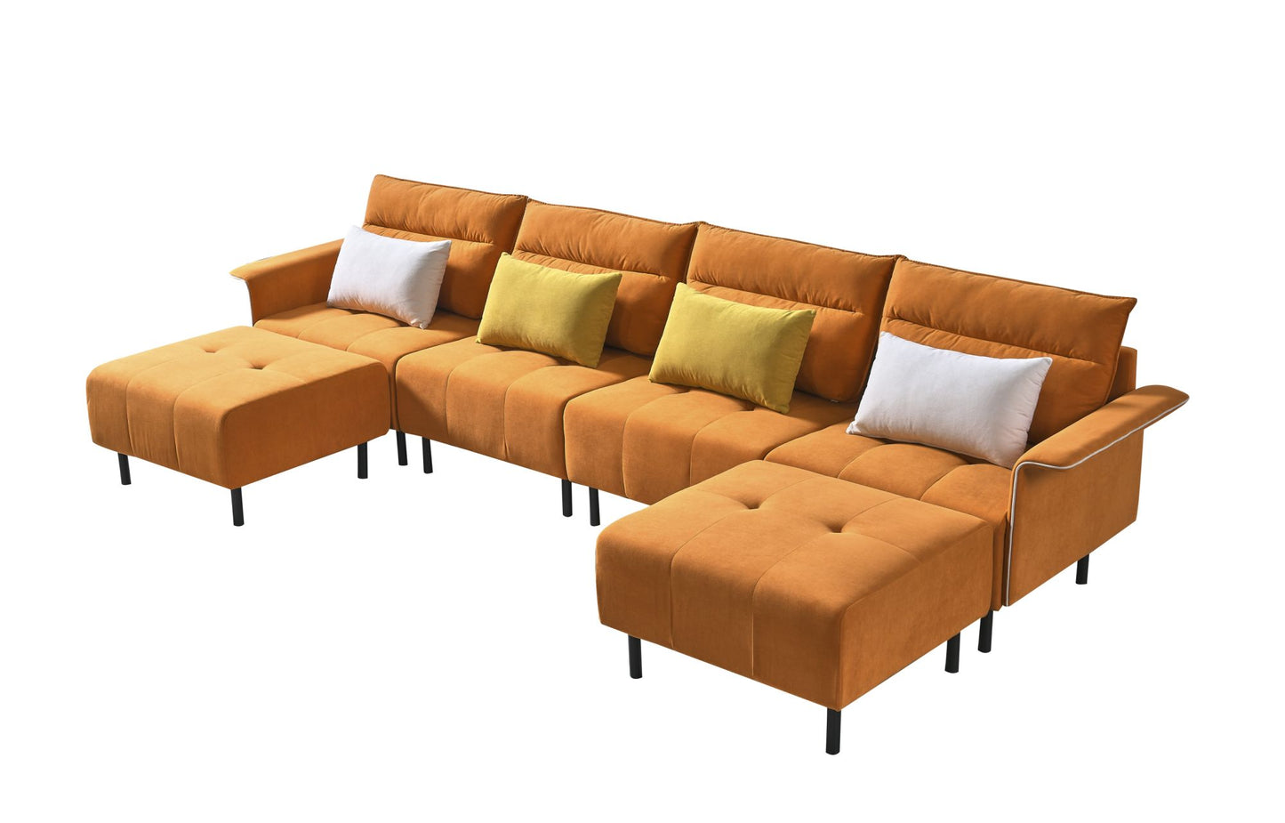 u-shaped sectional sofa with 2 removeable ottoman and 4 pillows
