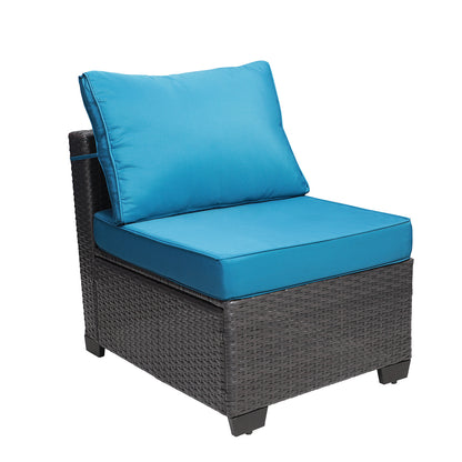 7-Piece PE Rattan Wicker Cushioned Sofa Sets and Coffee Table