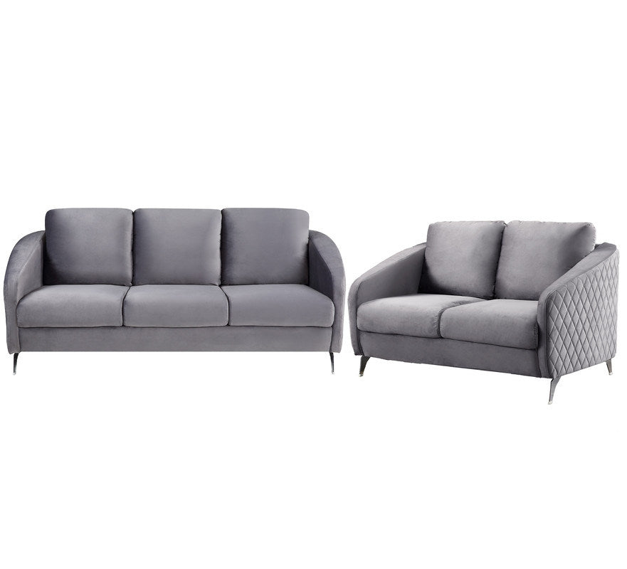 sofia velvet sofa set, grey