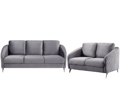 Sofia Velvet Sofa Set, Grey