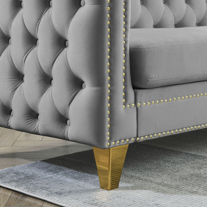 Sara Velvet Sofa, Grey Velvet