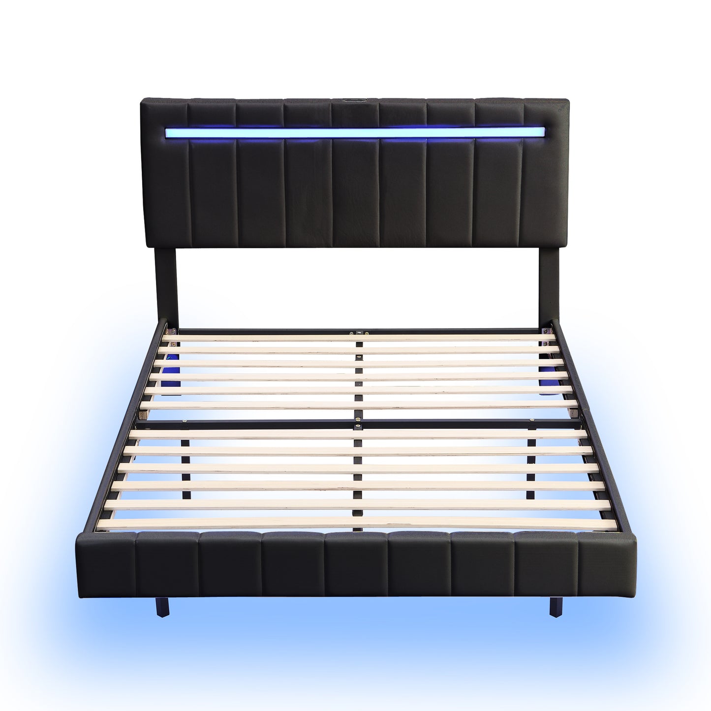 floating bed frame with led lights and usb charging #3