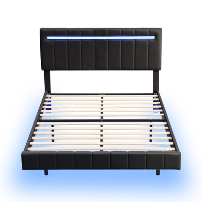 Floating Bed Frame with LED Lights and USB Charging #3