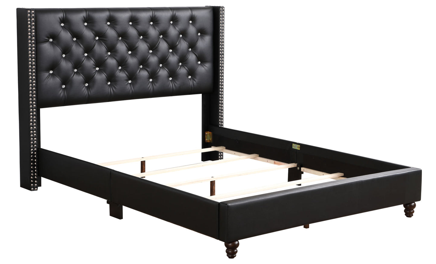 julie queen upholstered bed , black