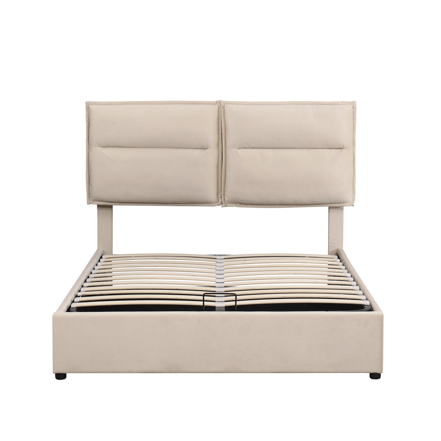 upholstered platform bed with a hydraulic storage system