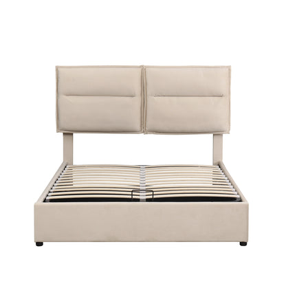 Upholstered Platform bed with a Hydraulic Storage System