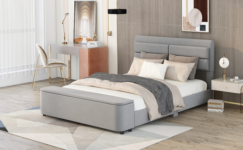 holly upholstery platform bed with storage headboard and footboard