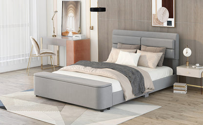 Holly Upholstery Platform Bed with Storage Headboard and Footboard