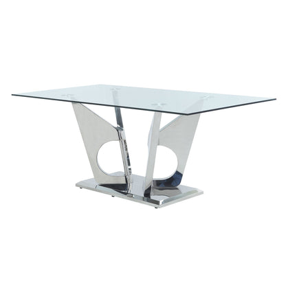 ACME Azriel Dining Table, Clear Glass & Mirrored Silver Finish DN0