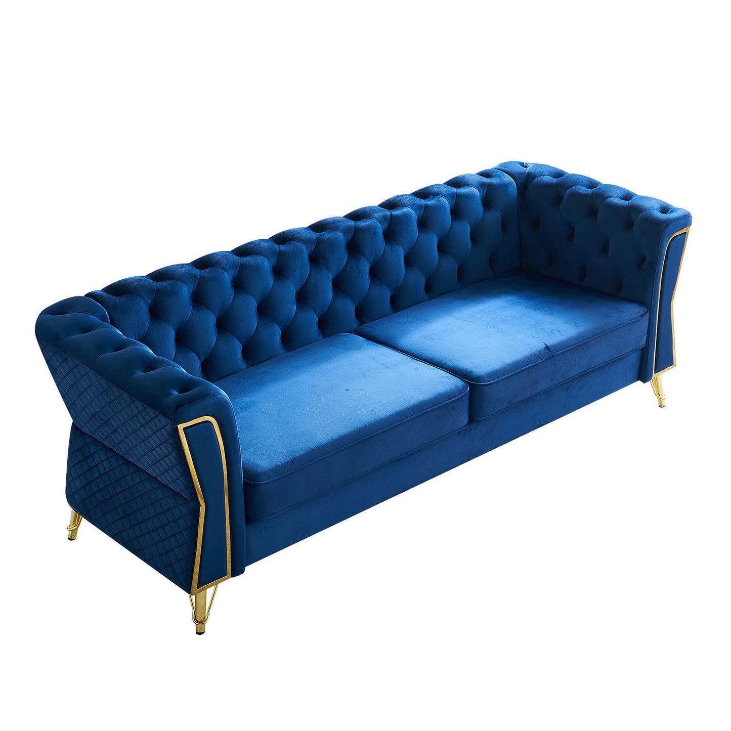 modern tufted velvet sofa ,blue