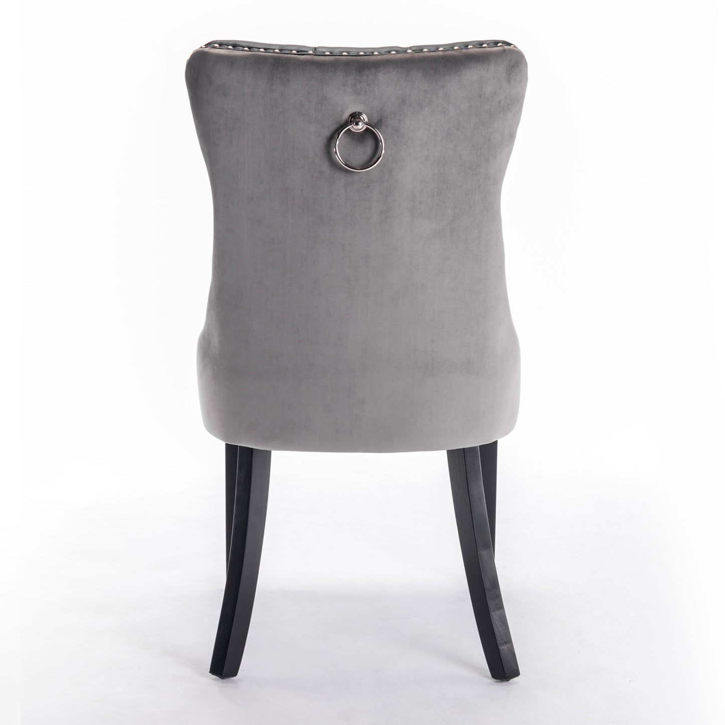 nikki collection modern high-end tufted dining chairs 2-pcs set, black+gray
