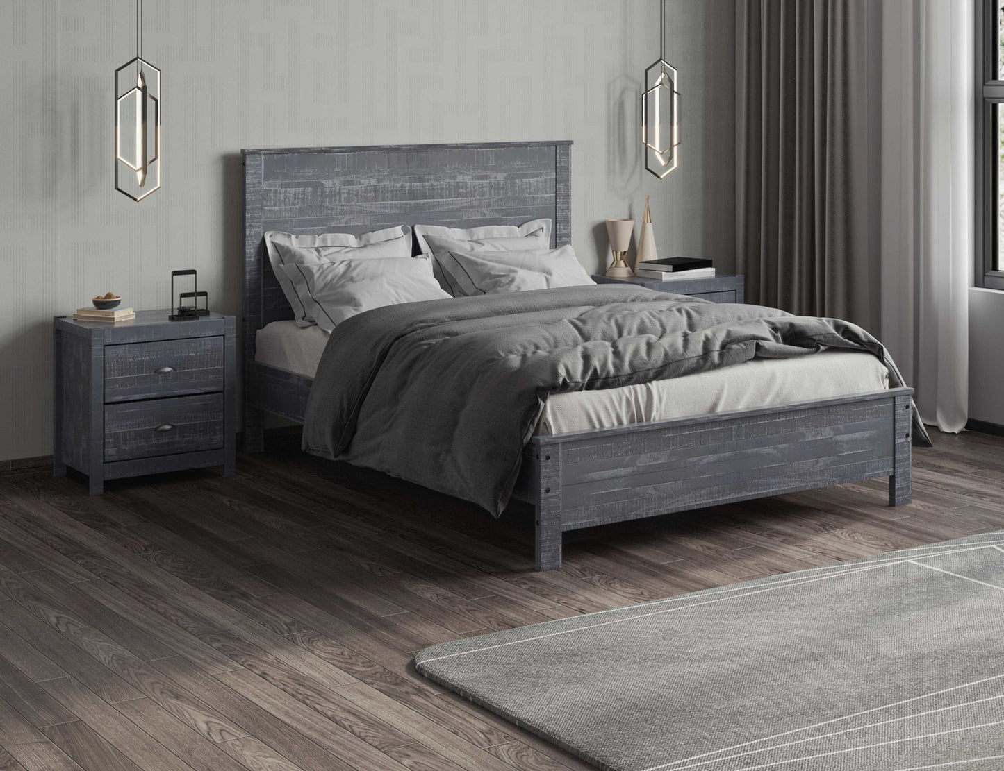 albany 3 piece twin bed set, gray